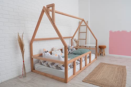 Busywood Twin Floor Bed - House Bed For Kids - Toddler Bedframe - Wooden Platform Bed - Montessori Floor Bed (Model 1, Floor & No Slats, Natural Tree Color) #TOP7