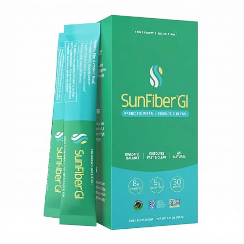 Tomorrows Nutrition Sunfiber GI Prebiotic Fiber & Probiotic Blend 5g Prebiotic Fiber & 8 Billion Probiotics Per Serving Low FODMAP 30 Packets Unflavored