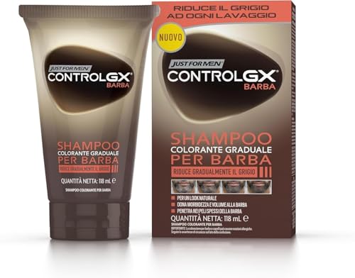 Just For Men Control GX Grey Reducing - Lavado de barba para un resultado sutil y de aspecto natural, todos los tonos de color, 118 ml.