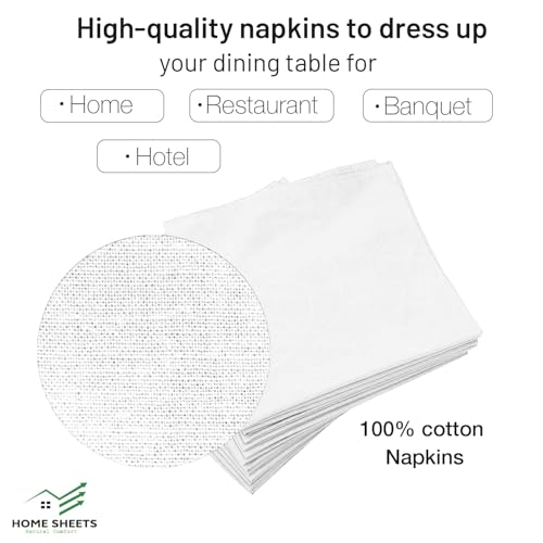 Image of 100% Cotton Dinner Napkins 12x12 Inch, Soft & Durable, Reusable Cloth Napkins for Dining, Events, and Everyday Use (White, Set of 10 (12x12))