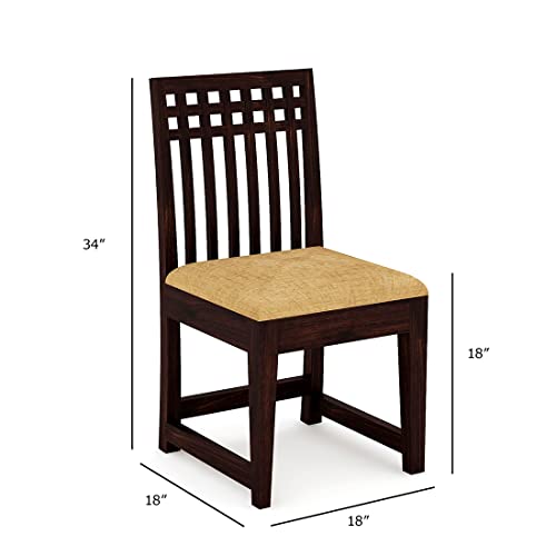 Image of Solid Sheesham Wood 6 Seater Dining Table Set with Cushioned Chairs for Dining Room | Living Room | Home & Office | Hotels Restaurant & Cafe (6 Seater, C-Walnut)