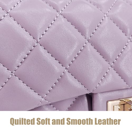 Image of M-ioi-M Small Quilted Crossbody Bags for Women,Leather Shoulder Bag with Gold Chain Strap,Metal Top Handle Flap Evening Purse