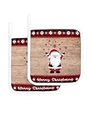 Pot Holder for Kitchen Christmas Dwarfs Snowflake on Wood Plank Heat Proof Potholders 2 Pack Protect
