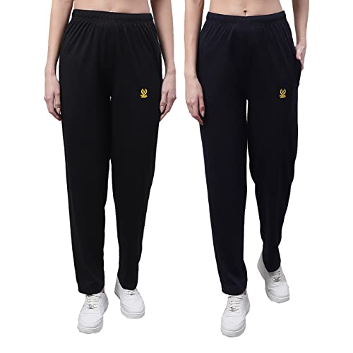 Image of Mack Jonney Regular fit Cotton Trackpant for Women (Pack of 2)-D10 BLK MLG 002-P