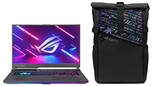 Image of ASUS ROG Strix G17 (2022), 17.3 inch (43.94 cms) FHD 360Hz /3ms, AMD Ryzen 7-6800H, RTX 3060 6GB Graphics, Gaming Laptop, G713RM-KH168WS + BP4701 ROG 17 inch(43.18 cm) Backpack (Black)