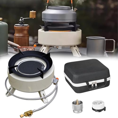 Estufa Camping, 4000W Estufa Gas Cocina Infrarroja Con 2 Adaptadores Estufa Camping Gas Prueba Viento Con Encendido Piezoeléctrico Bolsa Transporte Estufa Gas Portátil Aire Libre Acampar Senderismo