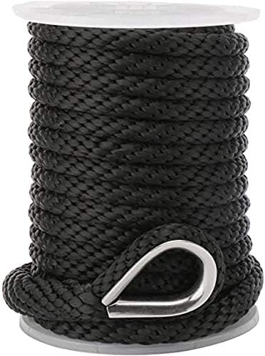 USR Rope Solid Braid MFP Anchor Line 3/8" x 100' Black Boat