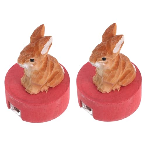 HOMOBABE 2個手動筆削り 小型ウッドラビット型 筆 クレヨン対応 シングルホール 用携帯削り器 学校 家 オフィス向けかわいい文房具