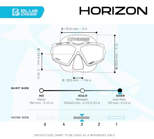 Cressi máscara panorámica 4 lentes para buceo y snorkel - cómoda y con campo de visión amplio - Horizon miniatura 7