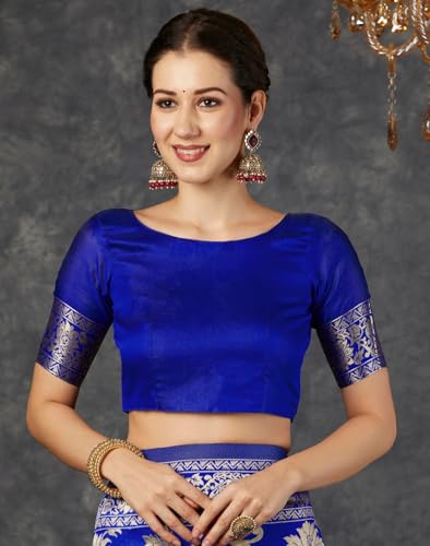 Image of Women's Banarasi Saree Pure Kanjivaram Silk Saree Soft Design Wear Pattu Sarees Cotton With Blouse Piece Kanchipuram for Wedding new ladies sadi