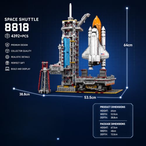 Image of SKY LINE OCEAN Large Space Shuttle Building Block Set with Launch Pad, 4392+ PCS Space Exploration Construction Kit, STEM Engineering Model for Teens & Adults, 5-Year Structural Warranty