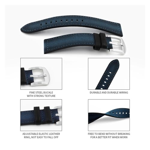 Correa de reloj de lona 20mm pulsera de cinturón suave tejida 4