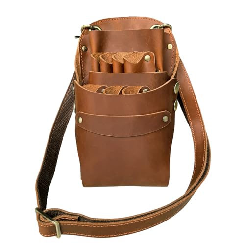 Cowhide Leather Scissor Pouch with Adjustable Belt