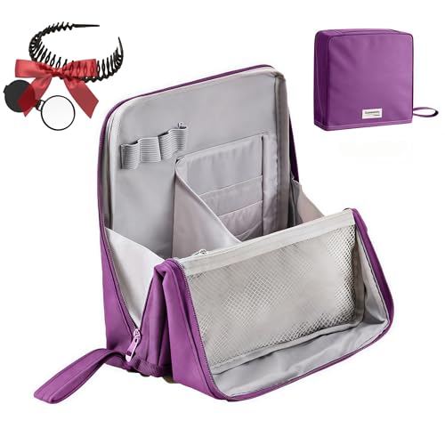 Standing makeup bag, Stand up makeup bag, Travel Makeup Organizer, Waterproof with Multiple Compartments, Large Capacity, Business Trips, Fitness, Parties and Daily Commutes (Purple)