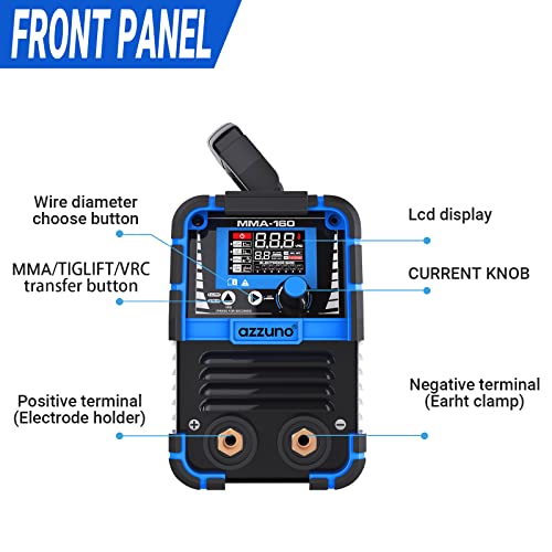 AZZUNO Stick Welder 110/220V MMA Welder 160A ARC Welding Machine LCD Screen IGBT Inverter Built-in Hot Start ARC Force Portable MMA Welder Machine - Thumbnail 6