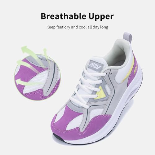 Image of AOV Wide Toe Box Shoes Women Arch Support Walking Shoes for Plantar Fasciitis Orthotic Tennis Sneakers