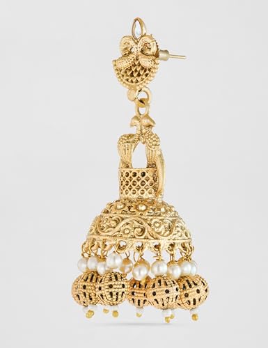 Image of Rubans Jhumka Earrings Gold Plated Stylish Traditional Trendy Jewellery Gift for Women & Girls