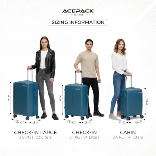 Image of ACEPACK - MEGATRON Set Of 3 Pieces (Small + Medium + Large) Trolley Bag, Lightweight Luggage Suitcase With Spinner 8 Wheel, Unbreakable Polypropylene Hard Shell, In-Built Number Lock, 3 Years Warranty