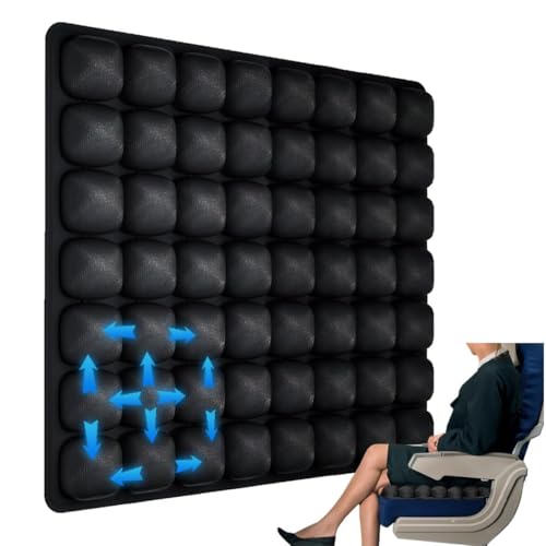 Aevumir 18" x 16" Portable Airplane Seat Cushion for Long Flights, Comfortable 3D Inflatable Seat Cushion for Air Travel, Adjustable Firmness Travel Cushion for Tailbone & Sciatica Relief