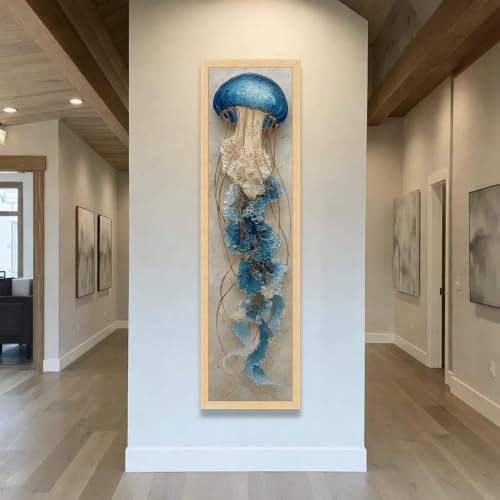 Tableau méduse bleue pour décorer un mur étroit de maison - 3
