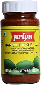 Priya Mango Pickle Avakaya | Traditional Indian Pickle | Great Flavour | Tasty with Poppadums, Chapathi and Dhal | Spicy & Sour | Vegan | 300g Jar