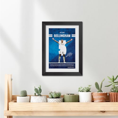 Image of TenorArts Jude Bellingham Quotes Poster Frame Real Madrid Laminated Photo Framed Painting with Matt Finish Black Textures (12 inches x 9inches)