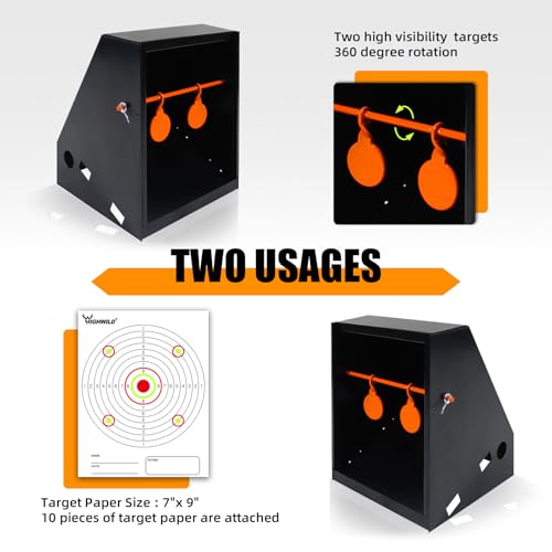 Image of Highwild BB Trap Target (Airgun Only) with 10pcs 7 inch X 9 inch Paper Targets and 2 Spinner Targets