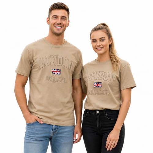 T-shirt brodé London England en coton coupe unisexe de taille XS à 4XL