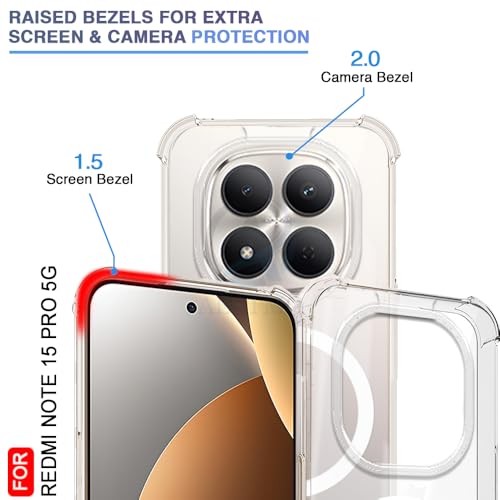 Image of AESTMO Clear Back Cover for Redmi Note 15 Pro 5G | 360 Protection | Transparent Back Cover for Redmi Note 15 Pro 5G (PC + TPU, Compatible with MagSafe Accessories, Transparent Bumper)