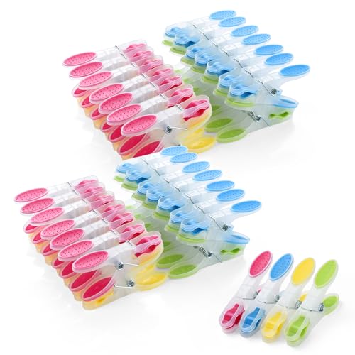 AiQInu 60 Piezas Pinzas para Ropa, Plástico Pinzas con Silicona Antideslizante, Multicolor Clips No Deja Marcas para Ropa Interior Pantalones Camisetas Calcetines