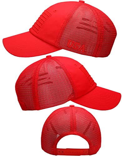 Image of Antourage American Flag Unconstructed Unisex Mesh Snapback Baseball Hat Cap for Men and Women +2 Patriotic Patches Included