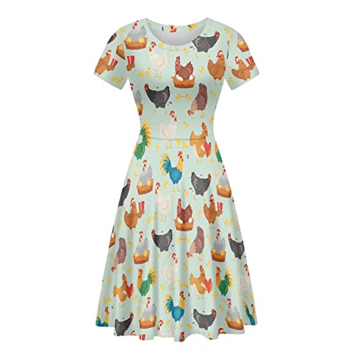Image of Biyejit Women's Summer Casual Short Sleeve T-Shirt Swing Dress Crew Neck Plus Size S-4XL