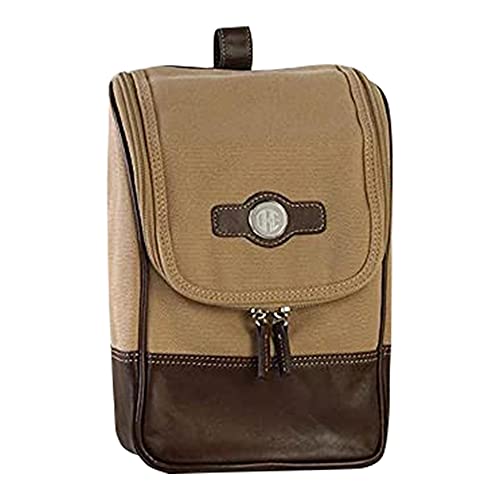 Personalized Toiletry Bag (7" x 11" x 4") - Monogrammed Canvas & Leather Hanging Toiletry Bag - Personalized Shaving Kit for Men - TSA Approved Toiletry Bags For Traveling With Initials