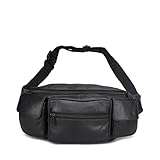 Leatherboss Jumbo Fanny Pack with Side Valcro Pockets - Black