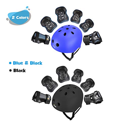 JBM Kids Full Protective Gear Set, Multi-Sport Helmet, Knee Pads and Elbow Pads with Wrist Guards, Full Protection