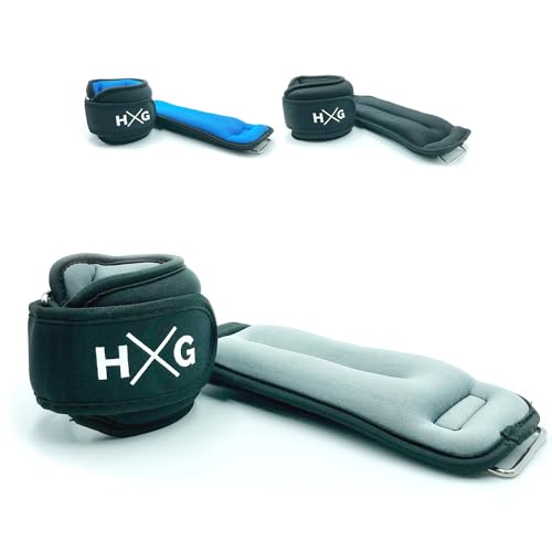 JOWY HxG.Pesas de tobillo con correas ajustables para ejercicios de fitness. Tu casa es tu gimnasio. (0.5), gris.