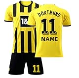ELDEEZ Personalisiertes Dortmund BVB Football Trikot Kinder Erwachsene Fussball Trikots & Shorts mit GRATIS Name Nummer Fußball Trikot
