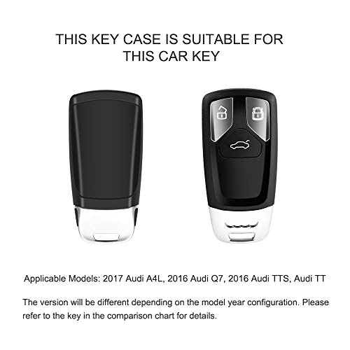 Image of ELOHEI Audi Car Key Cover, Silver TPU Key Fob Protector, Anti-Drop & Anti-Scratch, Fits Audi A4, A5, A6, A7, A8, Q2, Q5, Q7, TT, R8, etc. | Comfortable Grip,Responsive Buttons,Compatible with Audi A4 Q7 Q5 TT A3 A6 SQ5 R8 S5 Smart Accessories