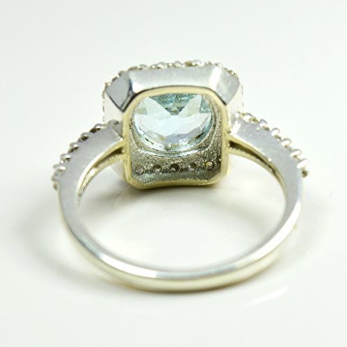 Bague de mariage faite main argent 925 topaze bleue naturelle H à Z