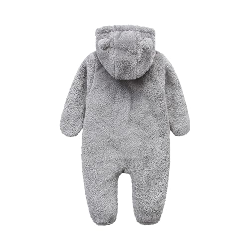 KIDDLETOWN Baby Overall Winter Fleece Strampler Baby Schneeanzüge mit Kapuze Neugeborenes Bär Schneeanzug Junge und Mädchen Einteiliger Anzug für 0-3 Monate