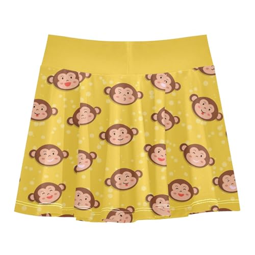 Girls Skorts High Waist Athletic Skirts with Shorts Cartoon Cute Monkey Stretchy Teens Performance Tennis3
