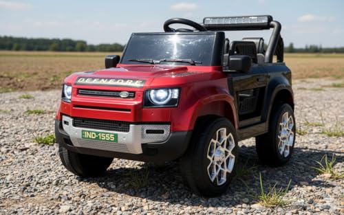 Image of 4X4 Defender Heavy Duty 12V Electric Ride On for Kids with Remote Control 1-7Yrs Car Battery Operated Ride On (Metallic Red)
