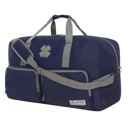 Image of Lucky Brand Unisex Adult Large Duffle Adjustable Shoulder Strap Foldable Overnight Weekender Bag, Navy, 65L, Sports