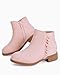 Coutgo Girls Ankle Boots Kids Ruffle Dress Booties Fashion Chunky Side Zip Casual Shoes