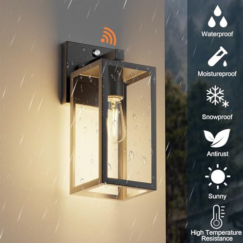Image of Dusk to Dawn Porch Outdoor Light, 2 Pack Wall Light Fixtures Waterproof Exterior Wall Sconce Light Fixture with E26 Base for Patio Entryway Hallway (Bulb not Included)