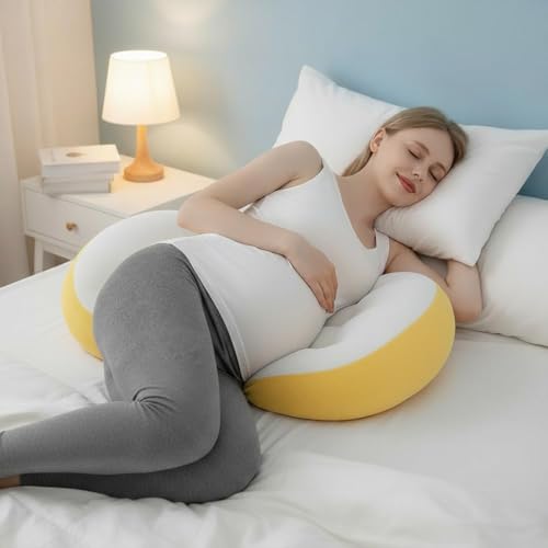 Image of StarAndDaisy Baby Pregnancy Pillow for Women | Maternity Pillow for Pregnancy Sleeping with Cuddle Pillow with Belly Support Adjustable Butterfly Design (Momcare Yellow)