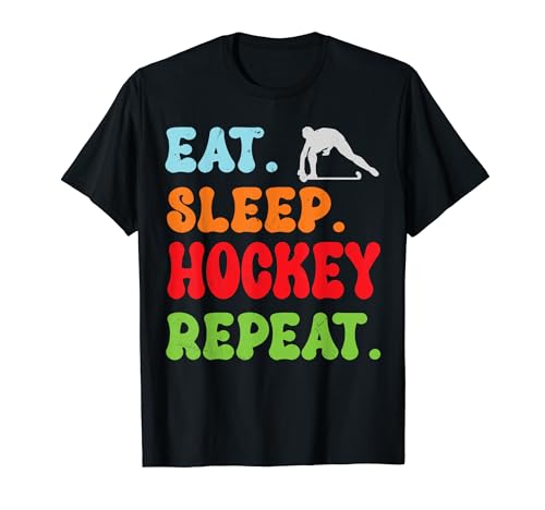 Maglietta con scritta "Eat Sleep Ice Hockey Repeat", regalo per adolescenti, ragazzi, uomini Maglietta