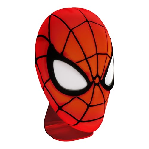 Lampe masque Spider-Man - Officiellement licencié Disney, Lampe de bureau ou murale Marvel, Fonctionne via USB, Cadeau pour fans du multivers