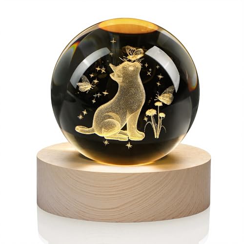 Bola De Cristal Tallada En 3d Con Base Luminosa Para El Día De San Valentín, Fiestas, Cumpleaños, Para Amantes De Los Gatos, 2.36 Pulgadas Bola De Cristal Tallada En 3d Con Base Luminosa Para El Día De San Valentín, Fiestas, Cumpleaños, Para Amantes De Los Gatos, 2.36 Pulgadas