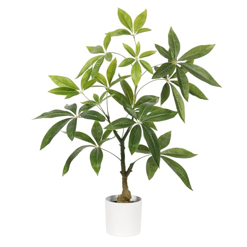 FEELEAD パキラ 人工観葉植物 フェイクグリーン 観葉樹 パキラ 多幸の木 高さ60cm 光触媒 空気清浄 おしゃれ インテリア ホーム オフィス デコレーション 観葉植物 室内 装飾
